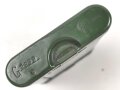 Bundesgrenzschutz,  Behälter von Reinigungsgerät 34 der Wehrmacht. Hersteller "HAWIG 1940", BGS grün überlackiert und mit zusätlicher Beschriftung " 7.62-7.92" versehen