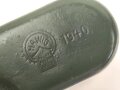 Bundesgrenzschutz,  Behälter von Reinigungsgerät 34 der Wehrmacht. Hersteller "HAWIG 1940", BGS grün überlackiert und mit zusätlicher Beschriftung " 7.62-7.92" versehen