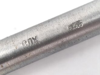 Reinigungsgerät für die Panzerbüchse 39 der Wehrmacht, Hersteller 64 ( Appel) Die Reinigungskette fehlt, sonst Vollständig. Dose Originallack