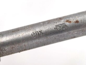 Reinigungsgerät für die Panzerbüchse 39 der Wehrmacht, Hersteller 64 ( Appel) Die Reinigungskette fehlt, sonst Vollständig. Dose Originallack