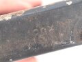 Reinigungsgerät für die Panzerbüchse 39 der Wehrmacht, Hersteller "cnx", Leere Dose, Originallack, leicht verzogen