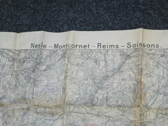 Landkarte 1.Weltkrieg 1918 Frankreich, Nesle - Montcornet - Reims - Soissons