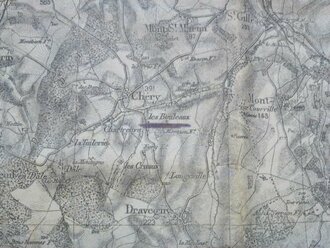 Landkarte 1.Weltkrieg 1918 Frankreich, Nesle - Montcornet - Reims - Soissons