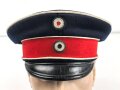 Preussen, Schirmmütze für einen Offizier im Husaren Regiment Nr. 14 Kassel.  Getragenes Stück in gutem Gesamtzustand
