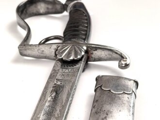 Bayern, Säbel für Bürgerwehr Offiziere Modell 1850.  Beidseitig geätzte Klinge, Insgesamt in sehr gutem Zustand.