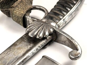 Bayern, Säbel für Bürgerwehr Offiziere Modell 1850.  Beidseitig geätzte Klinge, Ungereinigtes Stück, mit anhängendem Portepee