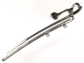 Bayern, Säbel für Bürgerwehr Offiziere Modell 1850.  Beidseitig geätzte Klinge, Ungereinigtes Stück, mit anhängendem Portepee