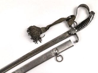 Bayern, Säbel für Bürgerwehr Offiziere Modell 1850.  Beidseitig geätzte Klinge, Ungereinigtes Stück, mit anhängendem Portepee