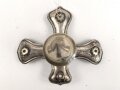Kreuzblatt mit nicht abnehmbarer Spitze für eine Pickelhaube für Offiziere, Silbern