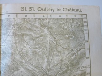 1.Weltkrieg Militärkarte  1918, Frankreich Oulchy le Château, Planmaterial der 7. Armee