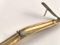 Hinterschiene für eine Pickelhaube, Messing, Länge ohne Befestigungen ca 17cm