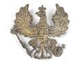 Preußen, Emblem für eine Pickelhaube für Mannschaften. Messing vergoldet, Befestigungsabstand etwa 84mm