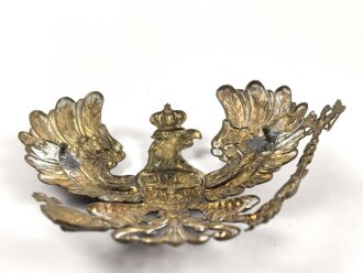 Preußen, Emblem für eine Pickelhaube für Mannschaften. Messing , Befestigungsabstand etwa 81mm