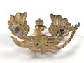 Preußen, Emblem für eine Pickelhaube für Mannschaften. Messing vergoldet, Befestigungsabstand etwa 74mm