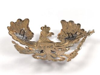 Preußen, Emblem für eine Pickelhaube für Mannschaften. Messing , Befestigungsabstand etwa 74mm