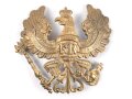 Preußen, Emblem für eine Pickelhaube für Mannschaften. Messing , Befestigungsabstand etwa 74mm