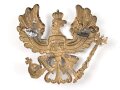Preußen, Emblem für eine Pickelhaube für Mannschaften. Messing , Befestigungsabstand etwa 74mm