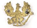 Preußen, Emblem für eine Pickelhaube für Mannschaften. Messing vergoldet, Befestigungsabstand etwa 81mm