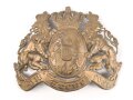 Bayern, Emblem für eine Pickelhaube für Offiziere. Buntmetall lackiert. Kleine Ausführung, Gesamte Breite etwas über 12cm, Befestigungsabstand etwa 51mm
