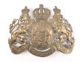 Bayern, Emblem für eine Pickelhaube für Offiziere. Messing. Kleine Ausführung, Gesamte Breite etwas über 12cm, Befestigungsabstand etwa 59mm