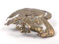 Bayern, Emblem für eine Pickelhaube für Offiziere. Messing. Kleine Ausführung, Gesamte Breite etwas über 12cm, Befestigungsabstand etwa 59mm