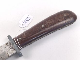 Kampfmesser / Stiefelmesser Wehrmacht. Hersteller "Fabrik Marke  PUMA Solingen" Scheide fehlt, Klingenspitze abgebrochen