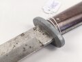 Kampfmesser / Stiefelmesser Wehrmacht. Hersteller "Fabrik Marke  PUMA Solingen" Scheide fehlt, Klingenspitze abgebrochen