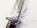 Kampfmesser / Stiefelmesser Wehrmacht. Hersteller "Fabrik Marke  PUMA Solingen" Scheide fehlt, Klingenspitze abgebrochen