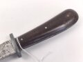 Kampfmesser / Stiefelmesser Wehrmacht. Hersteller "Fabrik Marke  PUMA Solingen" Scheide fehlt, Klingenspitze abgebrochen