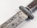 Kampfmesser / Stiefelmesser Wehrmacht. Hersteller "Fabrik Marke  PUMA Solingen" Scheide fehlt, Klingenspitze abgebrochen