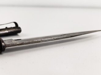 Kampfmesser / Stiefelmesser Wehrmacht. Hersteller " E. & F. Hörster Solingen" ,  Scheide Originallack