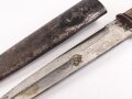 Kampfmesser / Stiefelmesser Wehrmacht. Hersteller " E. & F. Hörster Solingen" ,  Scheide Originallack