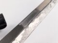 Kampfmesser / Stiefelmesser Luftwaffe. Leicht beschliffene Klinge mit Hersteller ? " W", Scheide Originallack