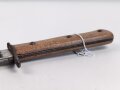 Kampfmesser / Stiefelmesser Luftwaffe. Leicht beschliffene Klinge mit Hersteller ? " W", Scheide Originallack