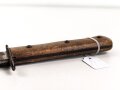 Kampfmesser / Stiefelmesser Luftwaffe. Leicht schartige Klinge mit Hersteller ? " W", Scheide Originallack