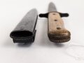 Kampfmesser / Stiefelmesser Luftwaffe. Beschliffen und gedunkelte Klinge , Scheide Originallack