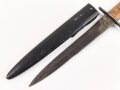 Kampfmesser / Stiefelmesser Luftwaffe. Beschliffen und gedunkelte Klinge , Scheide Originallack