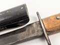 Kampfmesser / Stiefelmesser Luftwaffe. Beschliffen und gedunkelte Klinge , Scheide Originallack