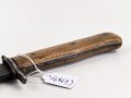 Kampfmesser / Stiefelmesser Luftwaffe. Leicht beschliffen und gedunkelte Klinge mit Hersteller ? " S", Scheide Originallack
