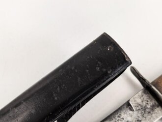 Kampfmesser / Stiefelmesser Luftwaffe. Leicht beschliffene Klinge mit Hersteller ? " W", Scheide Originallack