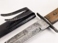 Kampfmesser / Stiefelmesser Luftwaffe. Leicht beschliffene Klinge mit Hersteller ? " W", Scheide Originallack