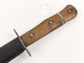 Kampfmesser / Stiefelmesser Luftwaffe. Leicht beschliffene Klinge mit Hersteller ? " W", Scheide Originallack