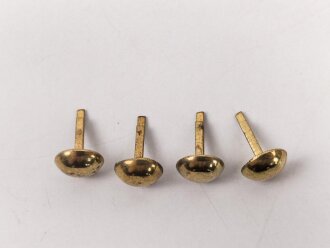 4 Stück Rundkopfsplinte Eisen vermessingt, Kopfdurchmesser je knapp 11mm.  Sie erhalten eine Tüte mit 4 Stück . Alter unbekannt