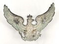 Preussen, Emblem für eine Pickelhaube für Mannschaften der Garde Regimenter. Buntmetall versilbert, Befestigungsabstand etwa 95mm