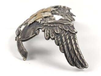Baden, Emblem für eine Pickelhaube für Mannschaften im Leib Grenadier Regiment Nr. 109. Aufgelegtes Reservekreuz, daher kein Spruch in Bandeau. Im Auge des Greif war - warum auch immer- ein kleines Loch , das neuzeitlich unschlau verschlossen wurde.