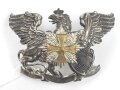 Baden, Emblem für eine Pickelhaube für Mannschaften im Leib Grenadier Regiment Nr. 109. Aufgelegtes Reservekreuz, daher kein Spruch in Bandeau. Im Auge des Greif war - warum auch immer- ein kleines Loch , das neuzeitlich unschlau verschlossen wurde.