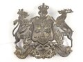Württemberg, Emblem für eine Pickelhaube für einen Reserveoffizier. Buntmetall mit resten der Vergoldung. Befestigungsabstand etwa 69mm