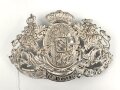 Bayern, silbernes Emblem für eine Pickelhaube für Offiziere. Dünnes Buntmetallblech versilbert, die Kanten poliert. Befestigungsabstand etwa 70mm