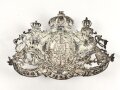 Bayern, silbernes Emblem für eine Pickelhaube für Offiziere. Dünnes Buntmetallblech versilbert, die Kanten poliert. Befestigungsabstand etwa 70mm