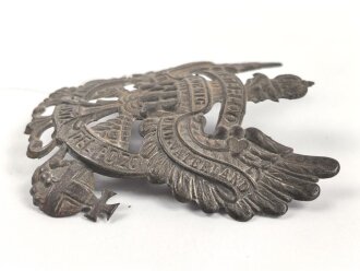 Preussen 1. Weltkrieg, Tschakoadler für Mannschaften in Hannoveranischen Jäger Battailion Nr.10. Eisen lackiert, Befestigungsabstand etwa 57mm